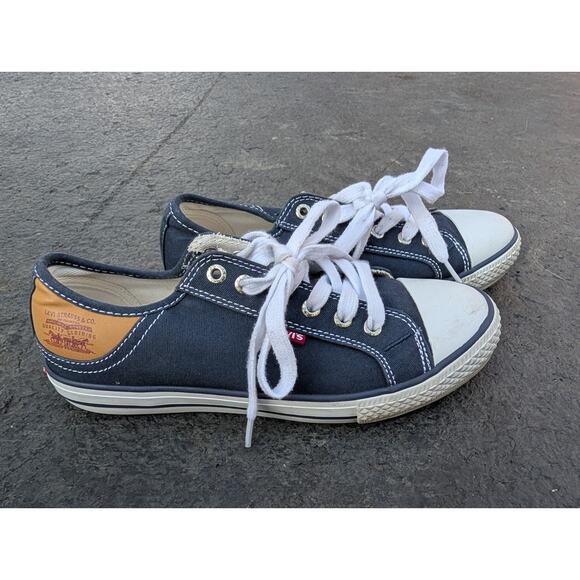 Levis Womens Stan Buck Canvas Blue White Low Top Sneakers Shoes Size 7 - Picture 1 of 7